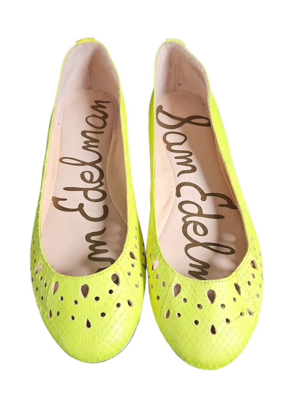 Sam Edelman Neon Lime Cutout Ballet Flats Size 8M
